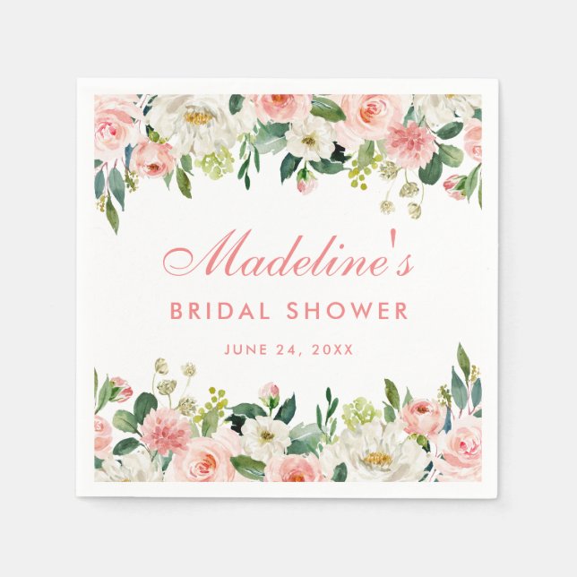 Serviette En Papier Flore rose Fête des mariées (Devant)