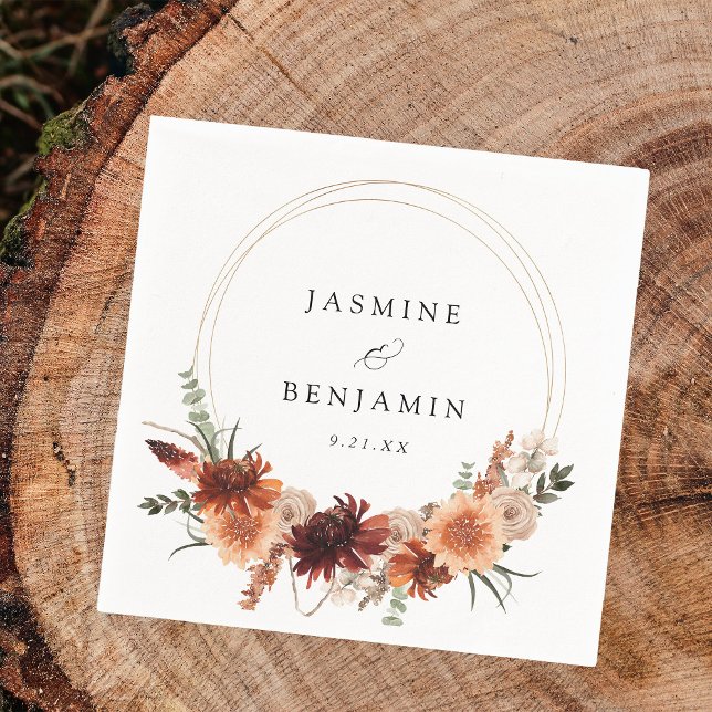 Serviette En Papier Flore rustique Terre & Champagne Nom (Créateur téléchargé)