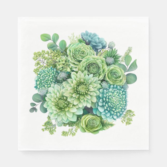 Serviette En Papier Flore verte (Devant)