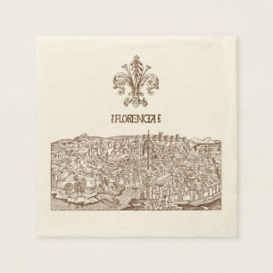Serviette En Papier Florence, gravure sur bois médiévale