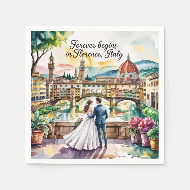 Serviette En Papier Florence Italie Mariage (Devant)