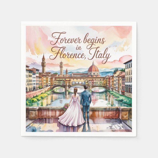 Serviette En Papier Florence Italie Mariage (Devant)