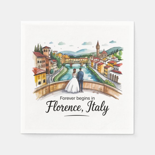 Serviette En Papier Florence Italie Mariage (Devant)