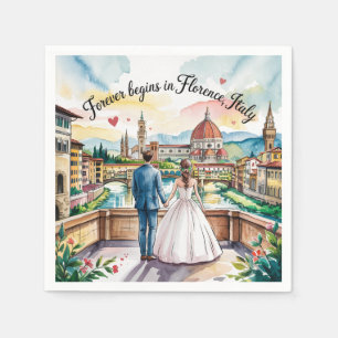Serviette En Papier Florence Italie Mariage aquarelle