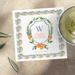 Serviette En Papier Flores botaniques des agrumes d'hiver   Verdure