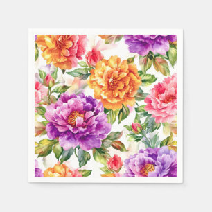 Serviette En Papier Flores d'aquarelle à fleurs vintages