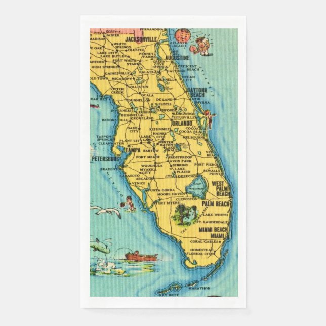 Serviette En Papier  Florida Map Guest Towels (Devant)