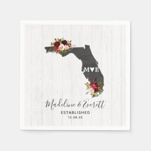 Serviette En Papier Florida State Rustic Wood Mariage Monogramme