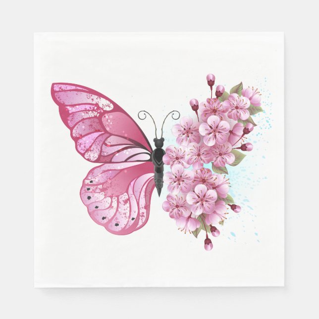 Serviette En Papier Flower Butterfly (Devant)