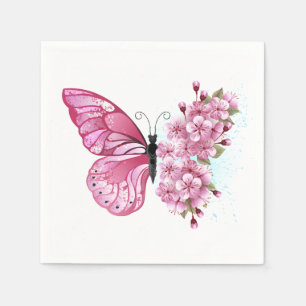 Serviette En Papier Flower Butterfly