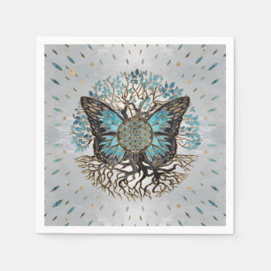 Serviette En Papier Flower of Life - Tree of life - Butterfly
