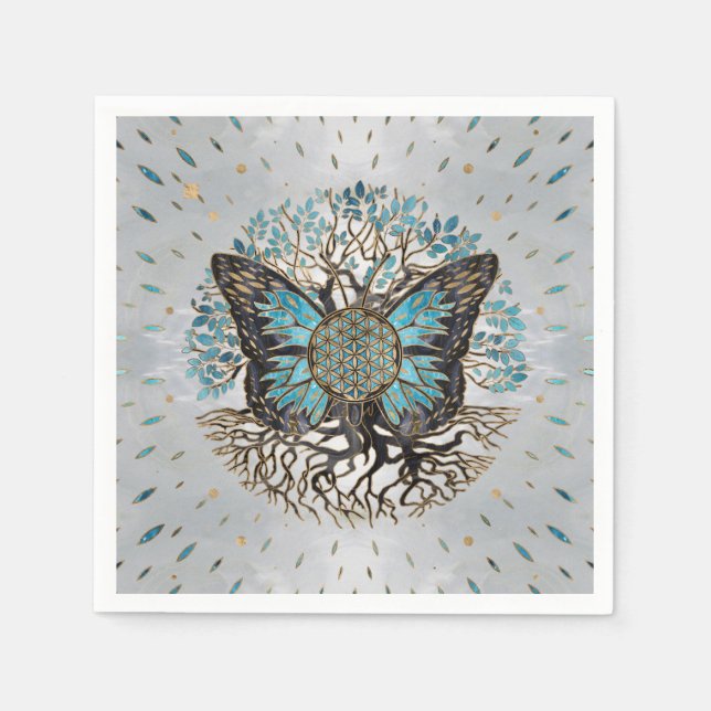 Serviette En Papier Flower of Life - Tree of life - Butterfly (Devant)