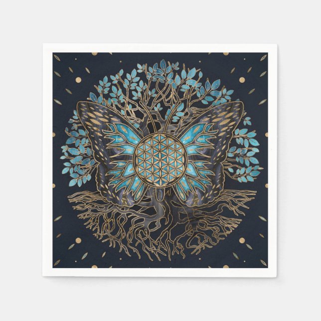 Serviette En Papier Flower of Life - Tree of life - Butterfly (Devant)