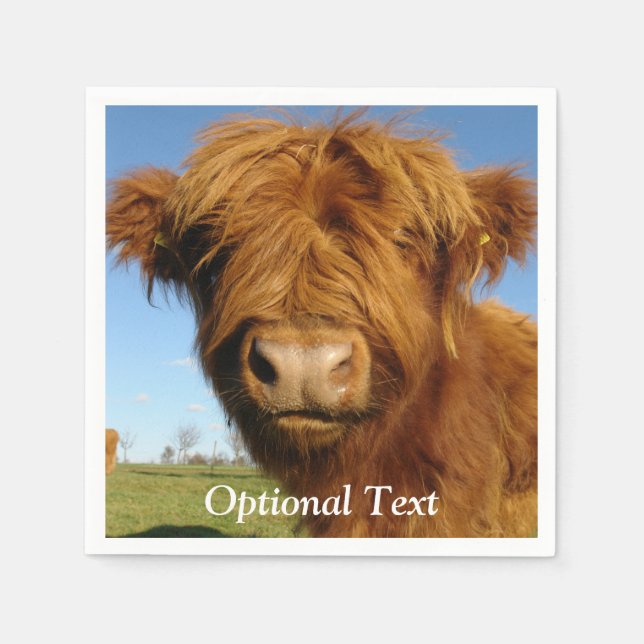 Serviette En Papier Fluffy Scottish Highland Cow (Devant)