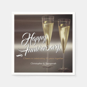 Serviette En Papier Flutes de Champagne Personnalisé Bonne Anniversair