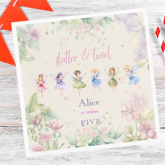 Serviette En Papier Flutter et tourbillon Fairy garden aquarelle anniv (Créateur téléchargé)