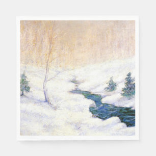 Serviette En Papier Flux dans un paysage hivernal enneigé (Art de Noël