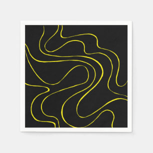 Serviette En Papier Flux et reflux 2 en noir et jaune