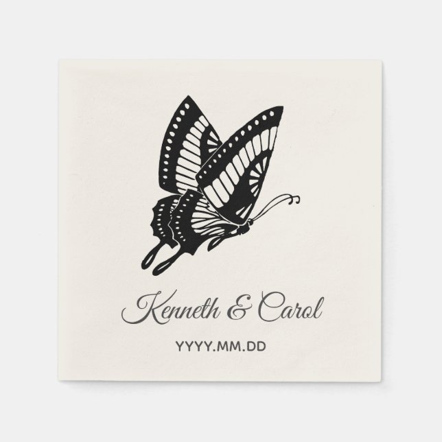 Serviette En Papier Flying Butterfly Custom Name Paper Napkin (Devant)