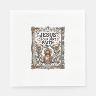Serviette En Papier Foi en Jésus Art Populaire Foi Chrétienne Jésus Ar