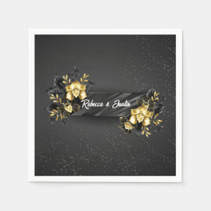 Serviette En Papier Foil Gold Black Orchidées Modern Boho
