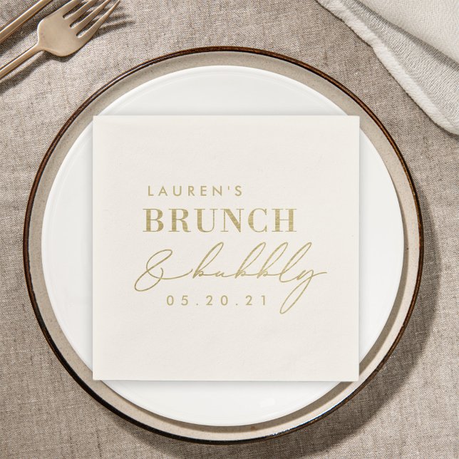 Serviette En Papier Foil Gold Brunch moderne et Fête des mariées Bubbl (Créateur téléchargé)