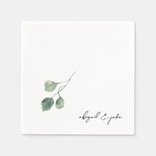 Serviette En Papier Foliage Modern Script Names Mariage Napkins