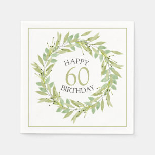 Serviette En Papier Foliage vert botanique Wreath Anniversaire
