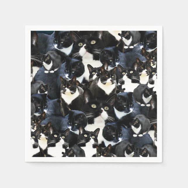 Serviette En Papier Folie de chats de Tuxedo (Devant)