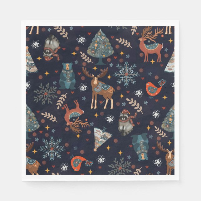Serviette En Papier Folk Art Christmas (Devant)