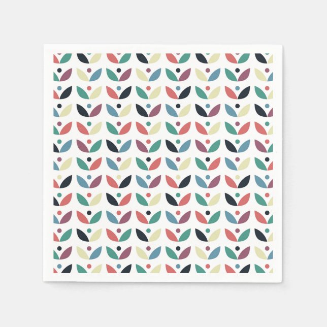 Serviette En Papier Folk Art Floral Motif géométrique (Devant)