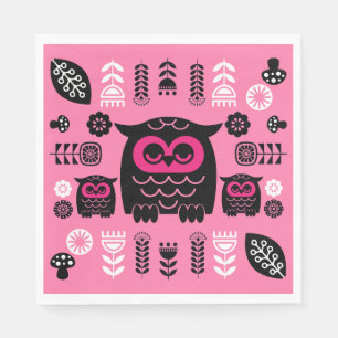 Serviette En Papier Folk Art Nordic Owl