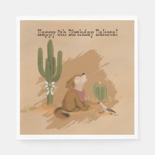 Serviette En Papier Folk Wild West Desert Animaux Whimsical Cowgirl