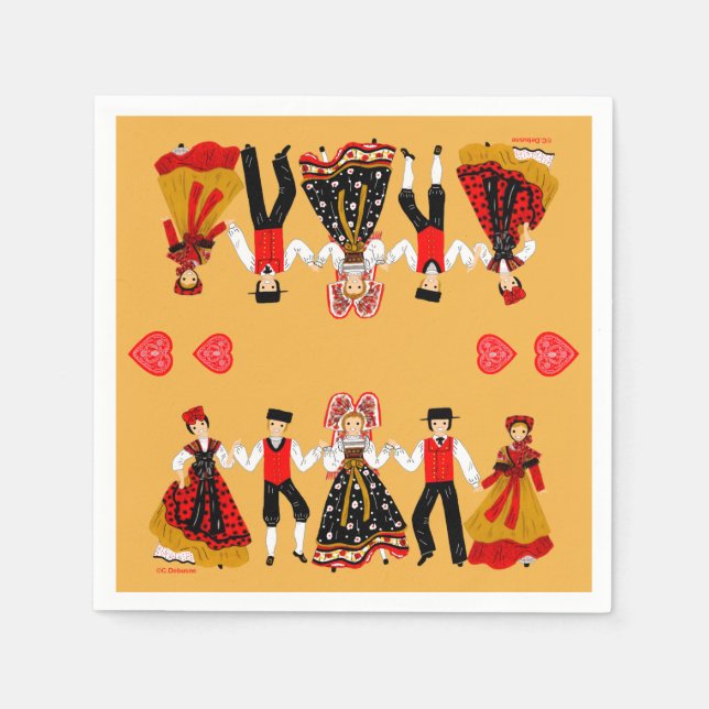 Serviette En Papier Folklore alsacien, France (Devant)