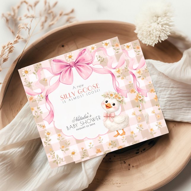 Serviette En Papier Folle petite oie rose à carreaux Baby Shower (Créateur téléchargé)