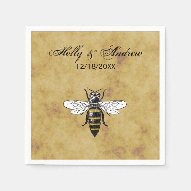 Serviette En Papier Fond antique en détresse Vintage Bee #2 (Devant)