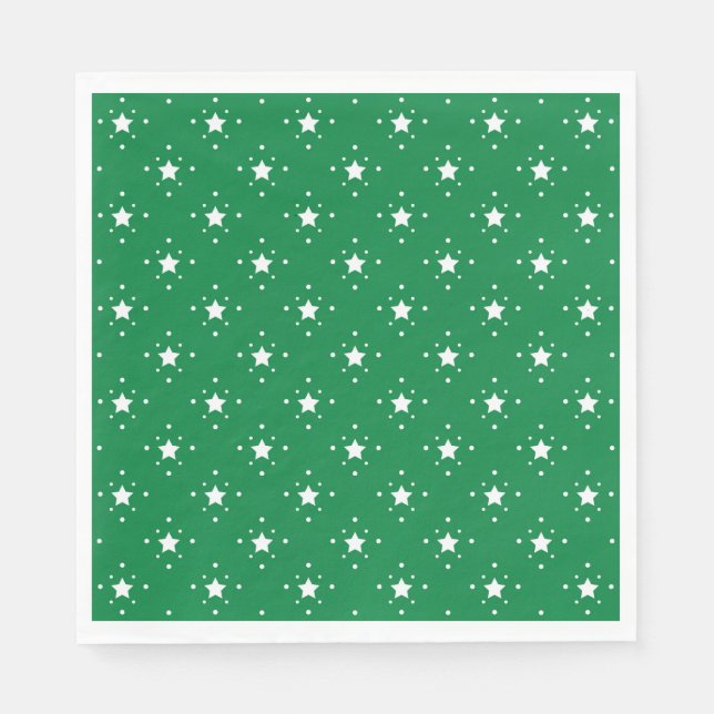 Serviette En Papier Fond de Noël vert étoilé (Devant)