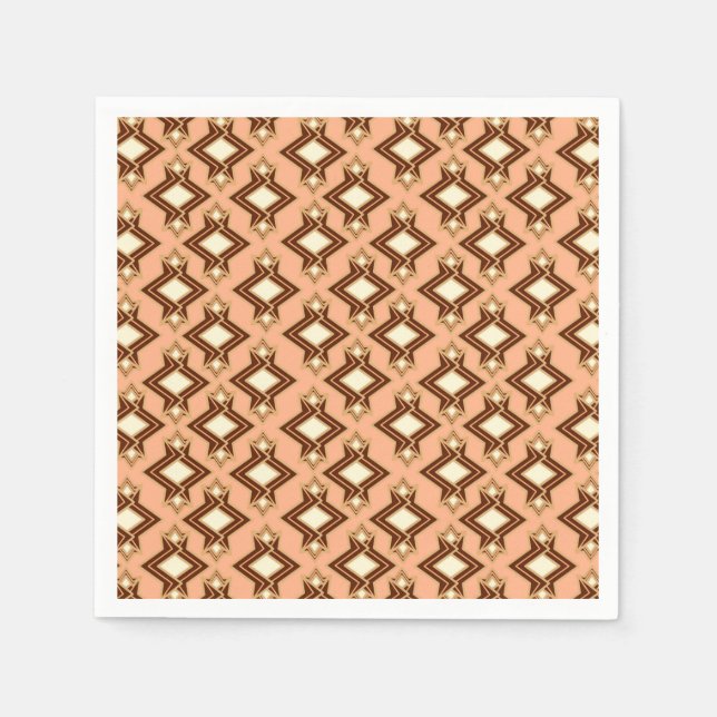 Serviette En Papier Fond d'écran Art Déco Motif, corail et Brown (Devant)