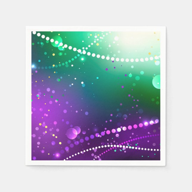 Serviette En Papier Fond festif violet de Mardi Gras (Devant)