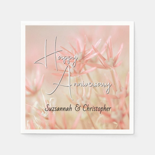 Serviette En Papier Fond Floral Orange Poussiéreux Anniversaire (Devant)