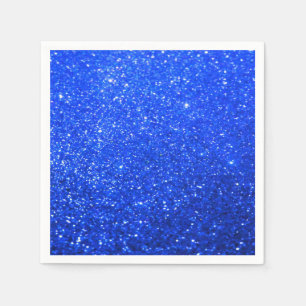 Serviette En Papier Fond Pailleté Gras - Bleu Royal