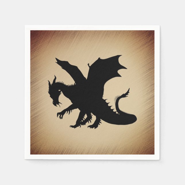 Serviette En Papier Fond rustique du Dragon noir (Devant)