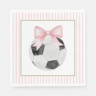 Serviette En Papier Football à rayure rose