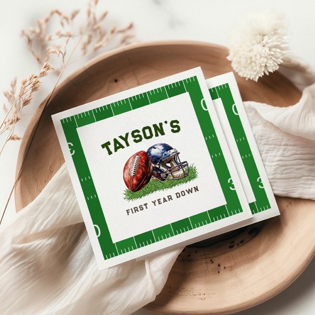 Serviette En Papier Football américain première année bas 1er annivers (Score a touchdown at your little one's first birthday with these fun American football-themed napkin)