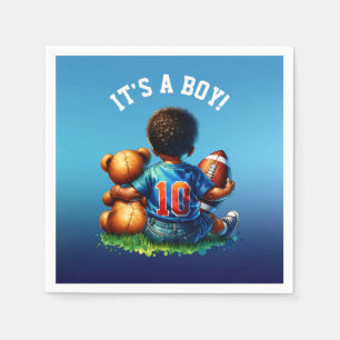 Serviette En Papier Football Baby Boy et Teddy Baby shower C'est un ga
