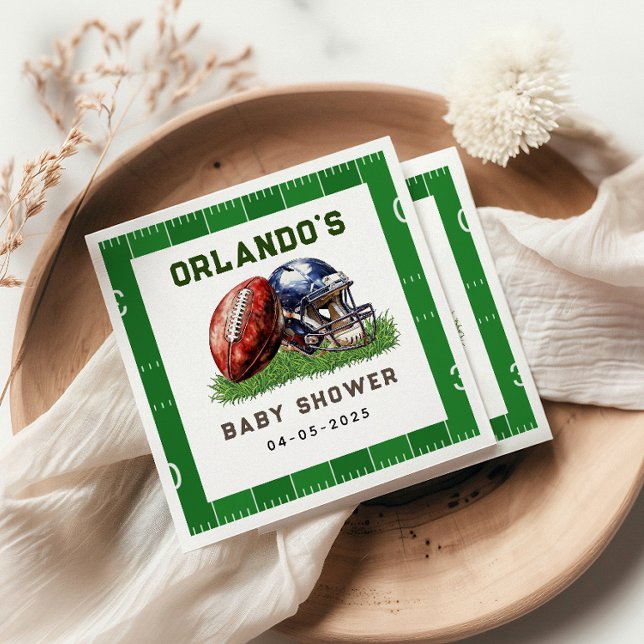 Serviette En Papier Football Baby Shower | A Little All Star Is On His (Créateur téléchargé)