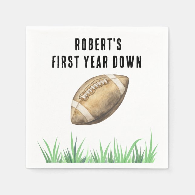 Serviette En Papier Football First Year Down Birthday Party (Devant)