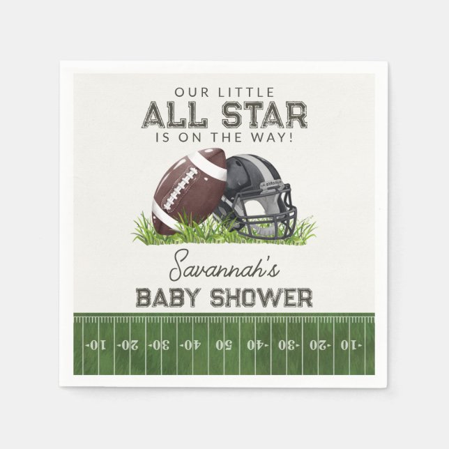 Serviette En Papier Football Little All Star Touchdown Baby Shower (Devant)