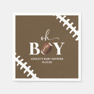 Serviette En Papier Football Oh Garçon Baby shower blanc Brown