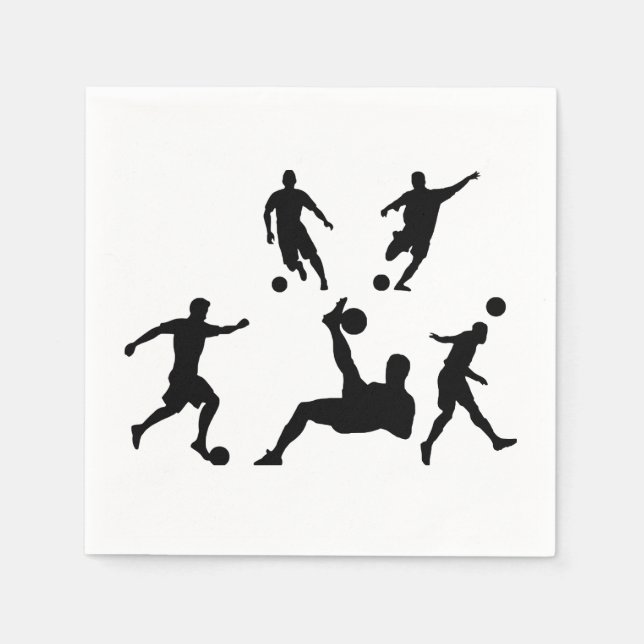 Serviette En Papier Football Soccer Player Silhouette Sport (Devant)